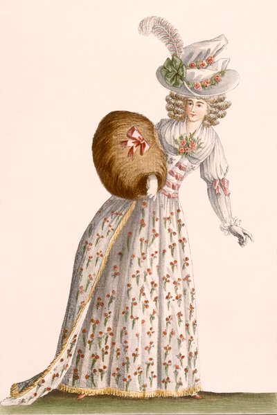 Robe de dame brodée de petites fleurs, de 